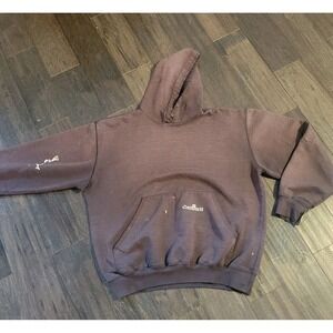 Carhartt Vtg Distressed 90s Brown Hoodie Men's Large as Is Holes Paint